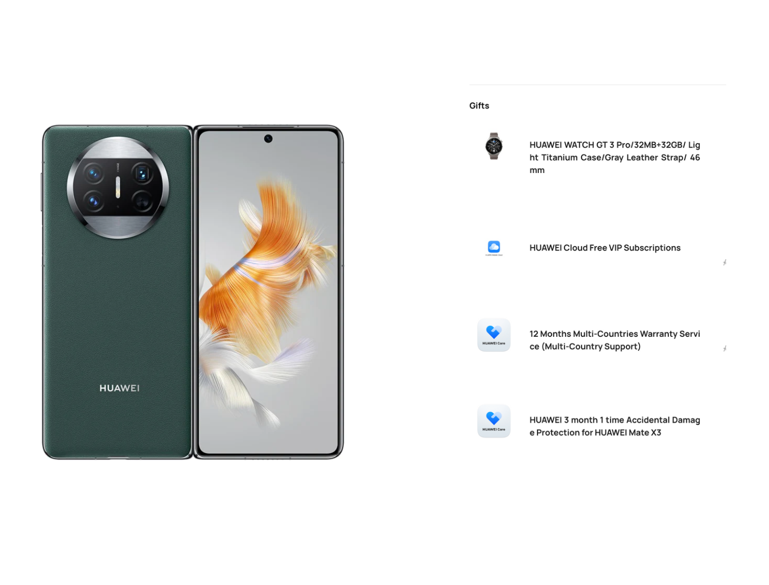 HUAWEI Mate X3 12GB+512GBMobilesUnfold a New Horizon Slim, Lightweight Quad-Curve Foldable Design Durable Kunlun Glass Ultra Vision XMAGE Camera Slim, Lightweight Quad-Curve Foldable Design239g Quad-Curve Body1, Slimmed Down to 5.3 mm thickness, Advance
